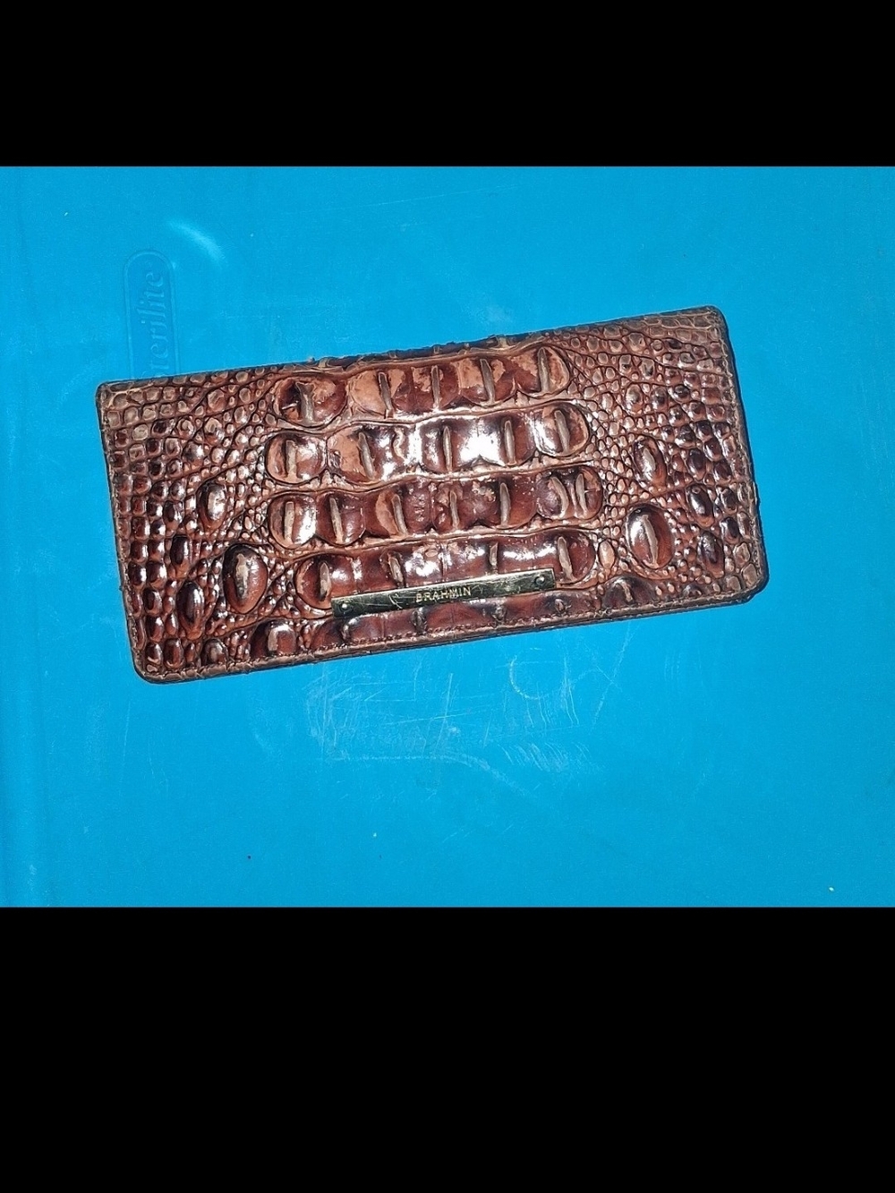 Brahmin Brown Croc-Embossed Continental Card Holder